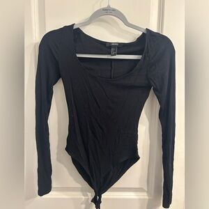 Forever 21 Black Ribbed Bodysuit
